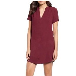 Lush Hailey Maroon V-Neck Sheath Mini Dress